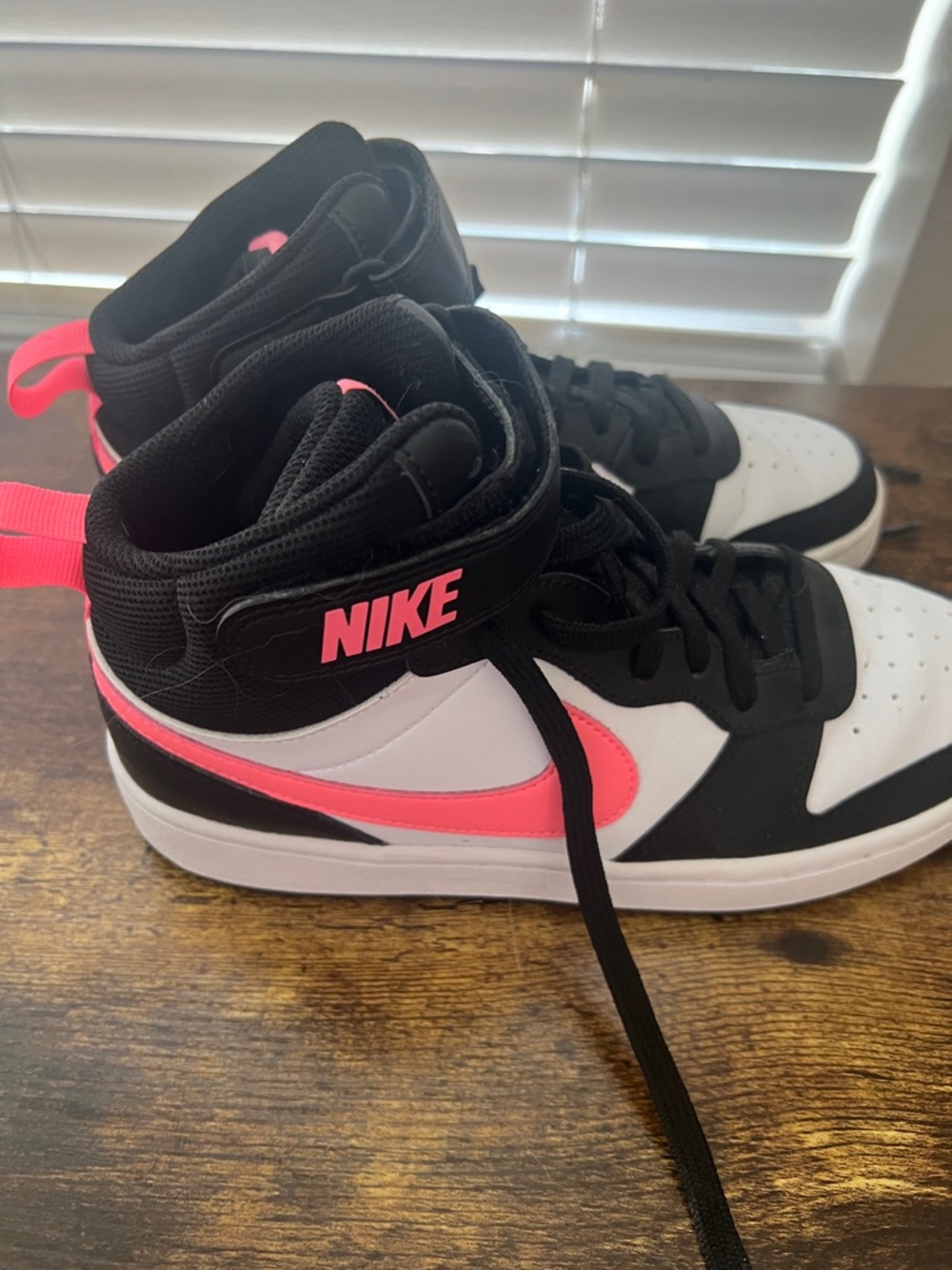 Nike Black, White & Neon Pink Mid-Top Sneakers - Picture 3 of 5